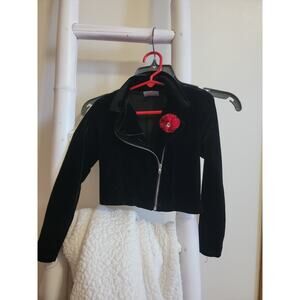 Knit Works Black Velour Moto Jacket Sz 5 Kids